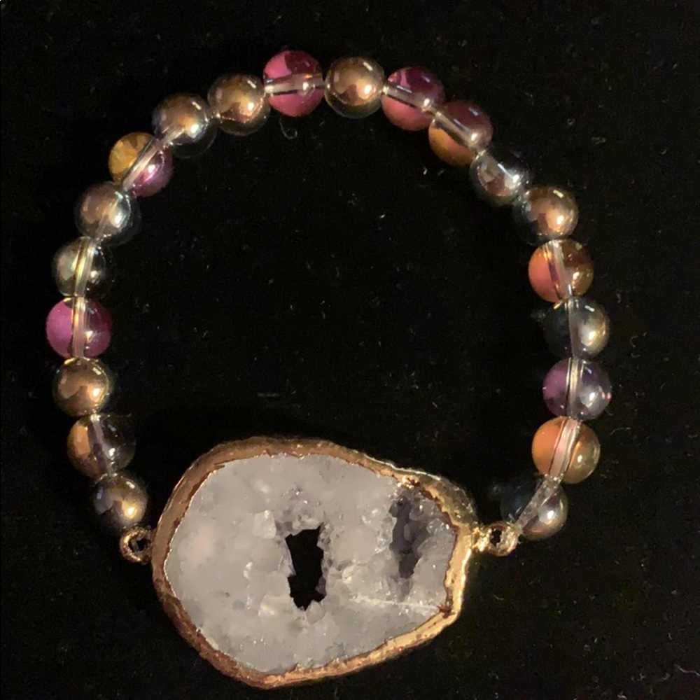 Gray Druzy stretch Bracelet